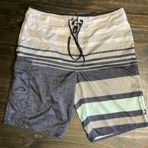 O’Neil navy striped board shorts